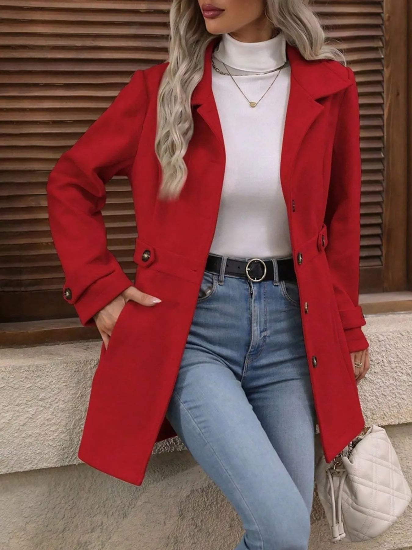 Button Up Long Sleeve Coat