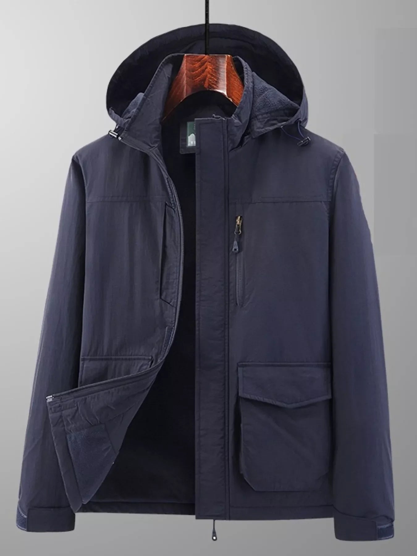 Men's Plus Size Hooded Windproof Zip Up Jacket