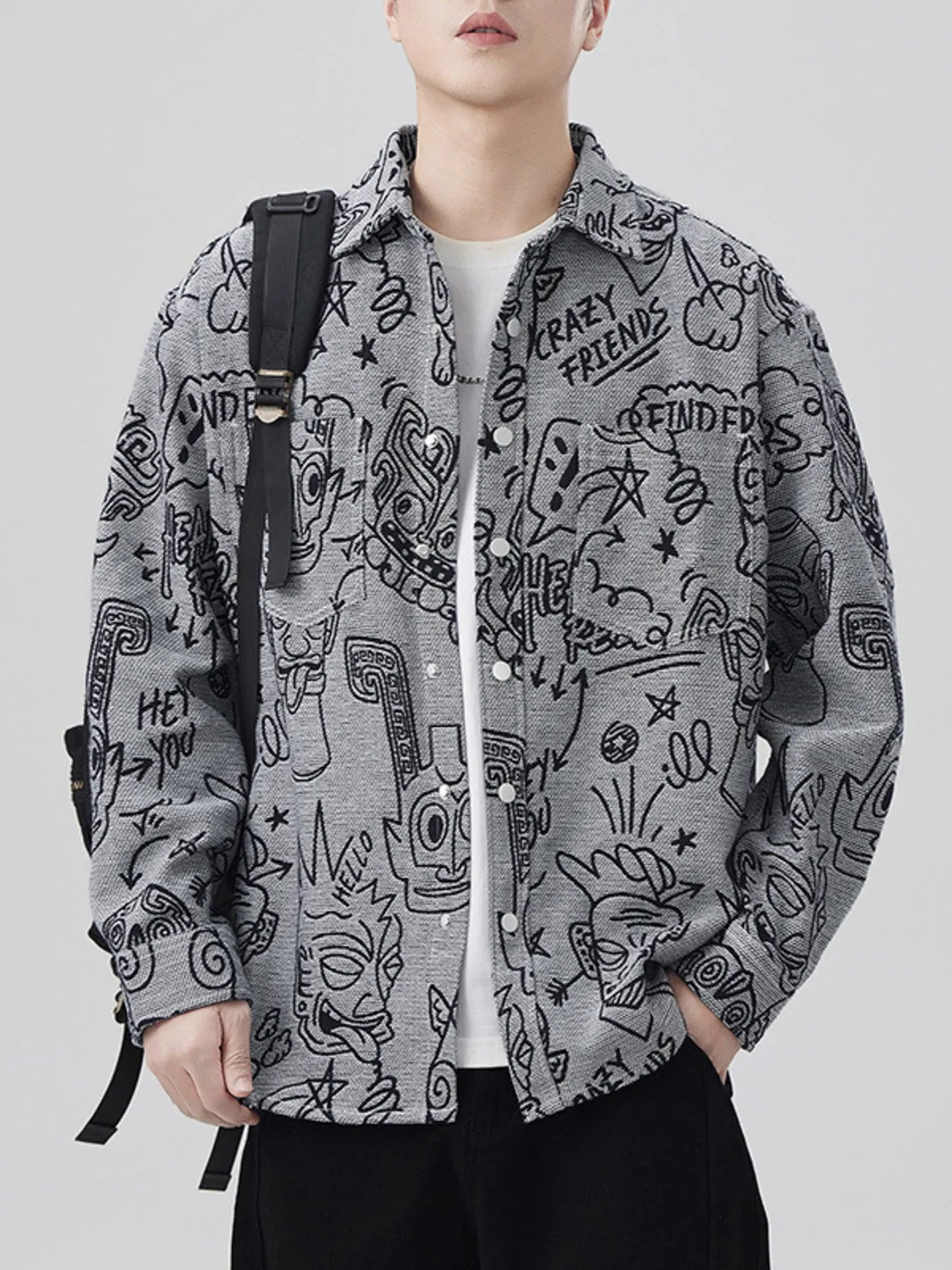 Men's Plus Size Graffiti Print Casual Shirt