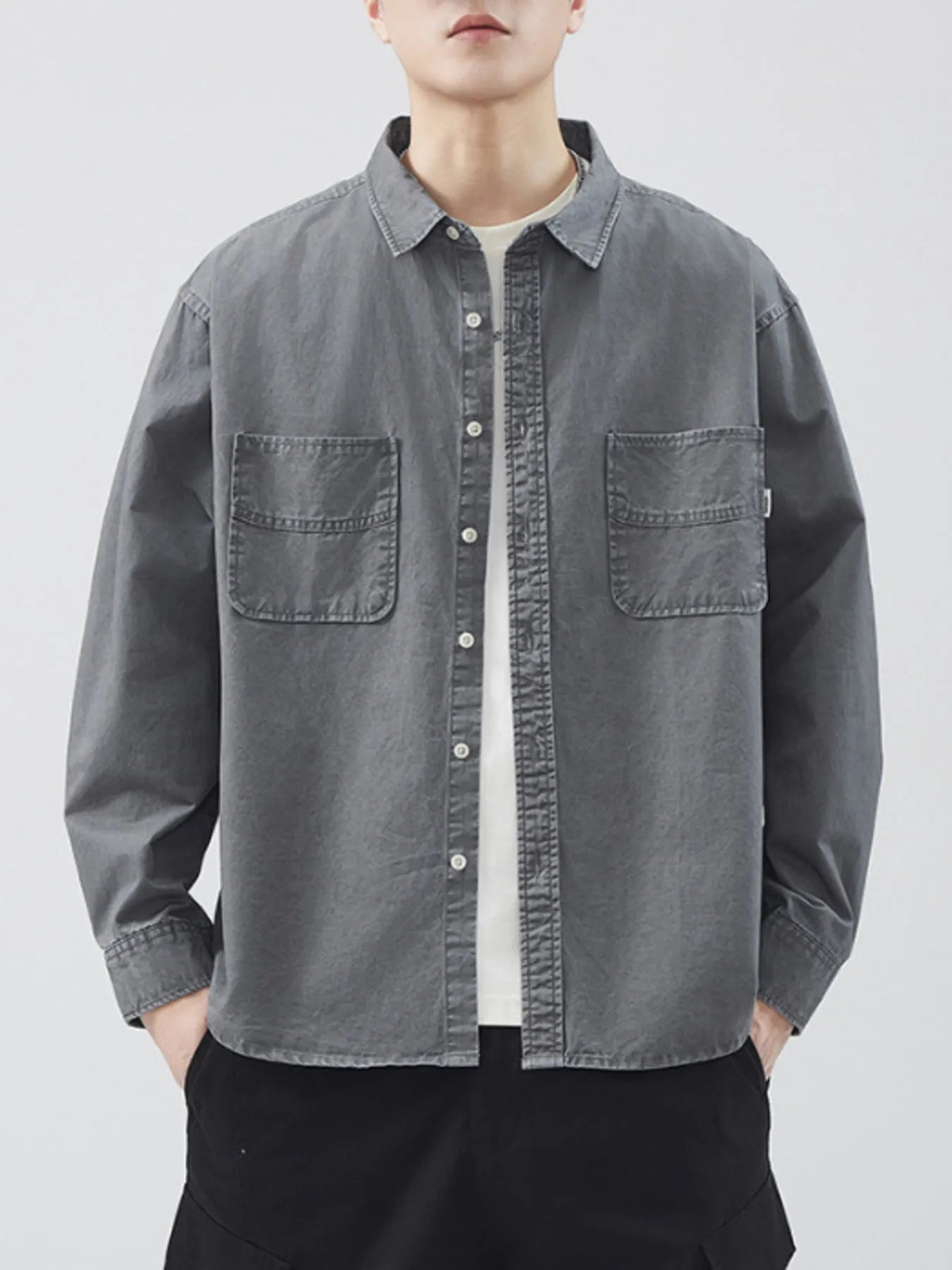 Men's Plus Size Button Up Long Sleeve Shirt