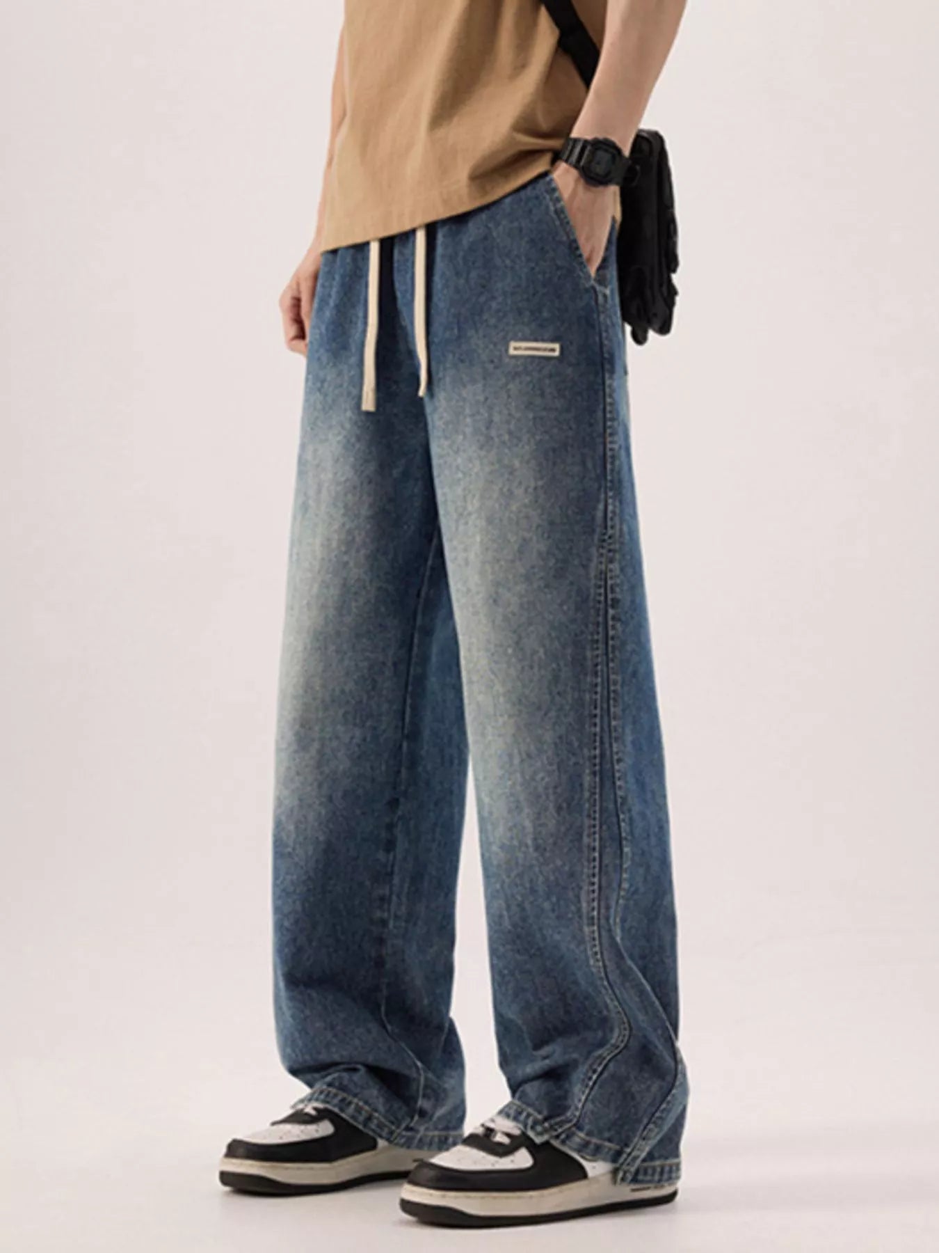 Men's Plus Size Vintage Wash Loose Fit Jeans