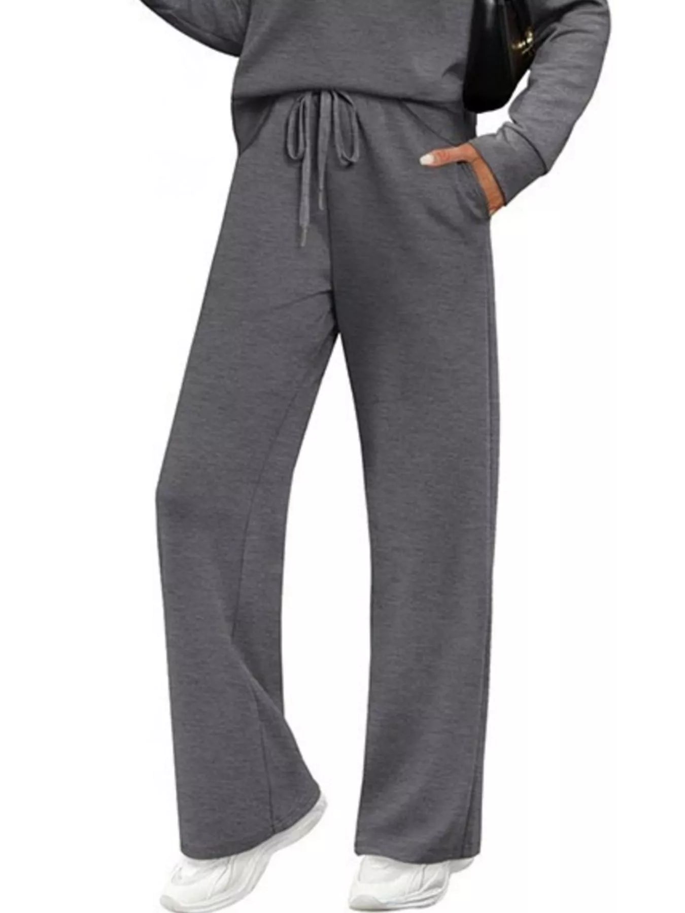 Full Size Long Sleeve Round Neck Top and Pants Set Plus Size