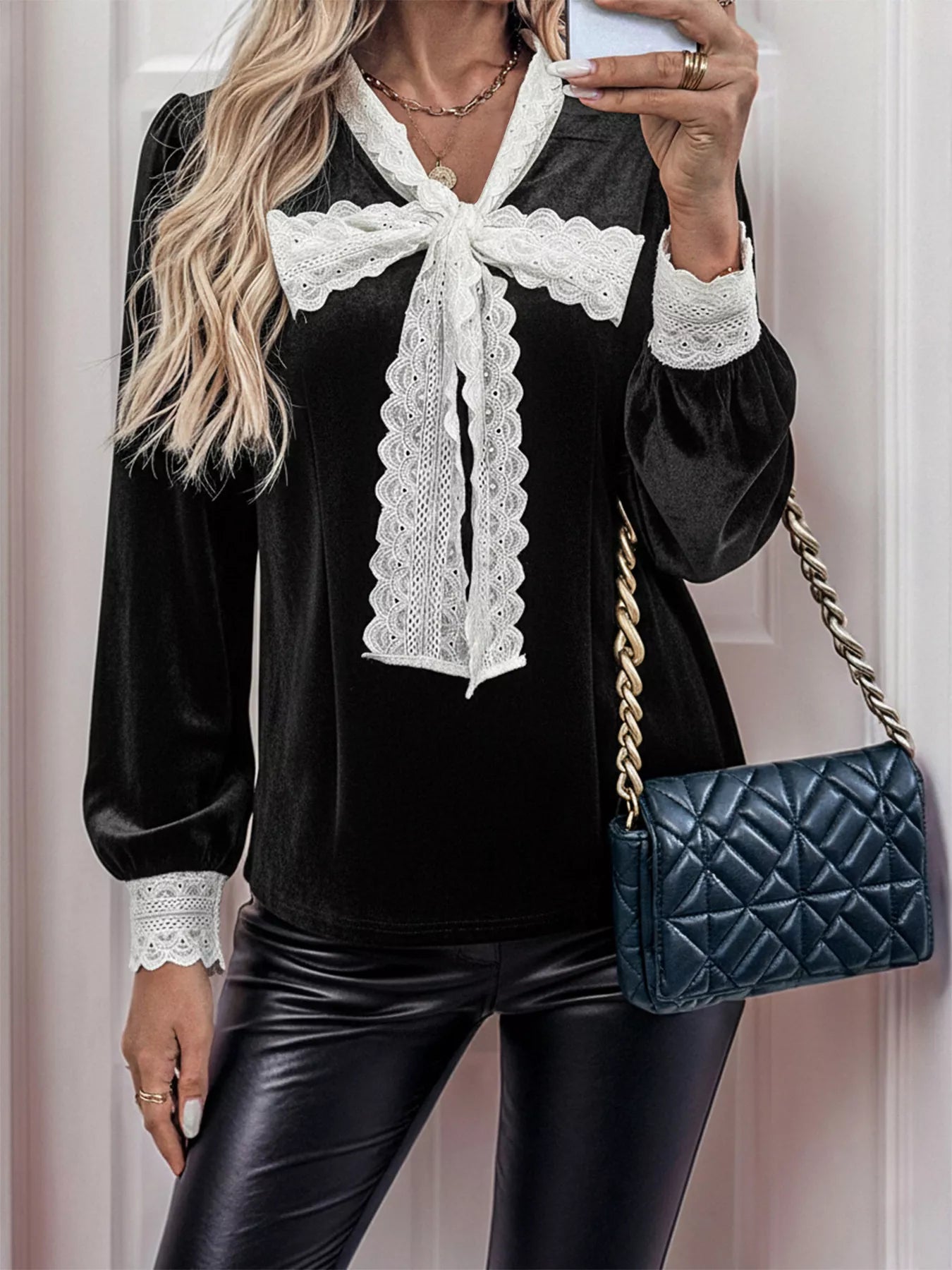 Lace Detail Long Sleeve Blouse