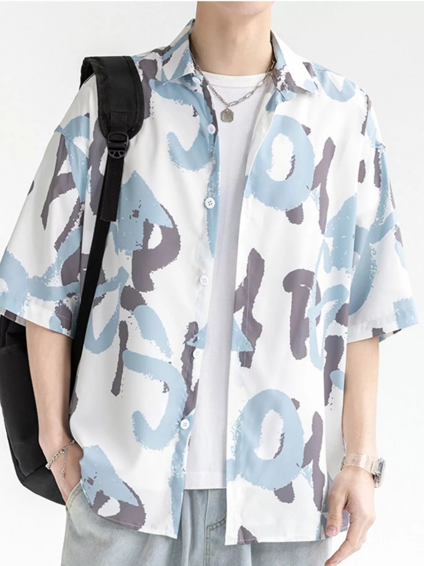 Men's Plus Size Abstract Print Short Sleeve Shirt