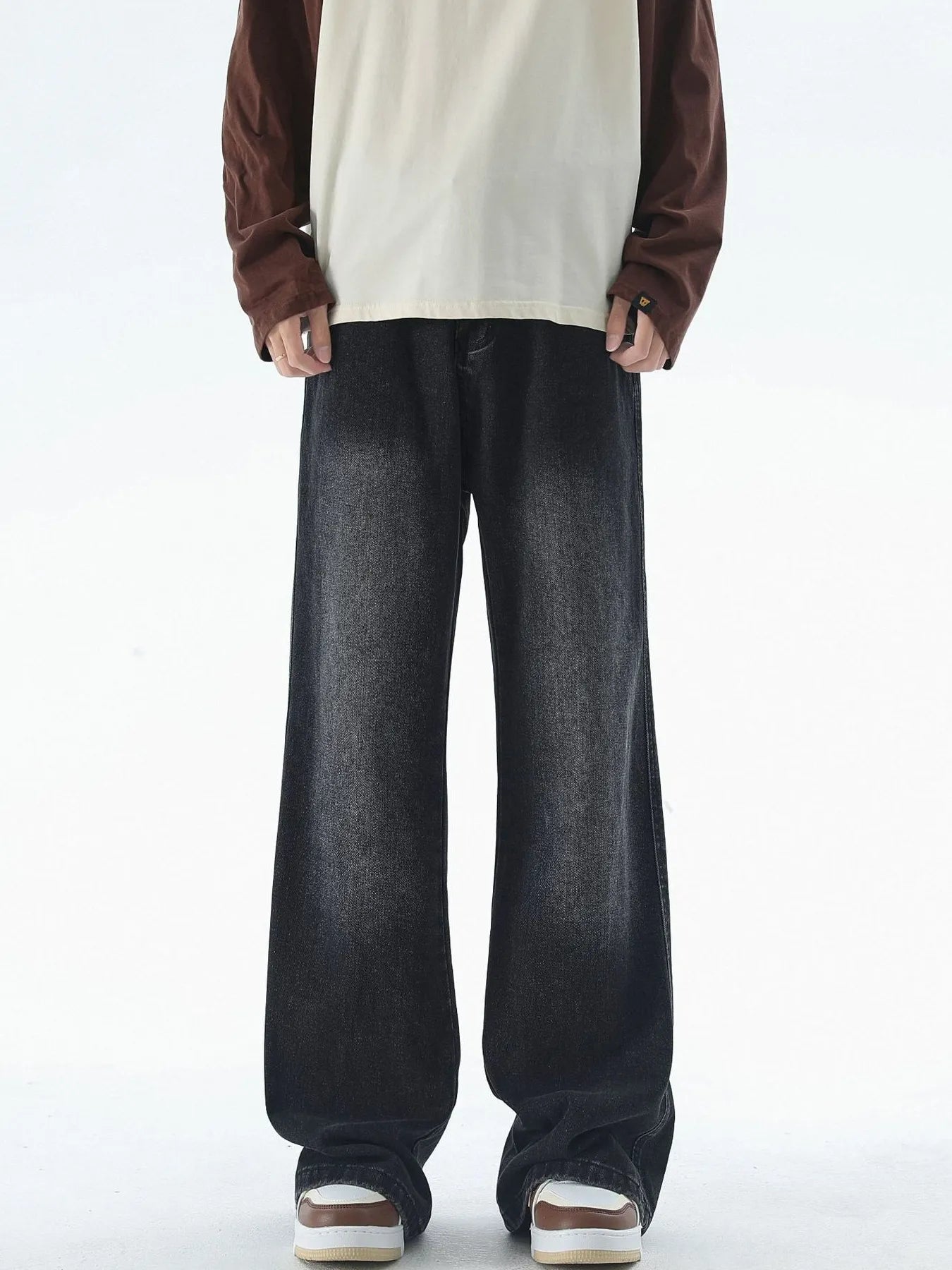 Men's Plus Size Vintage Wash Wide Leg Jeans
