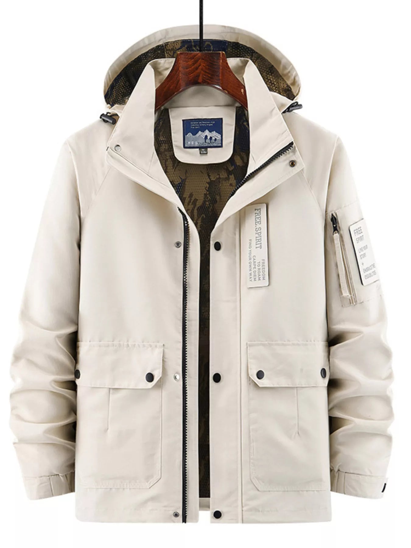 Men's Plus Size Hooded Zip Up Outdoor Jacket
