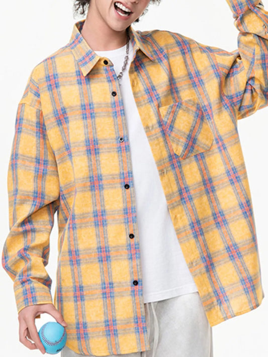 Men's Plus Size Plaid Button Up Shirt