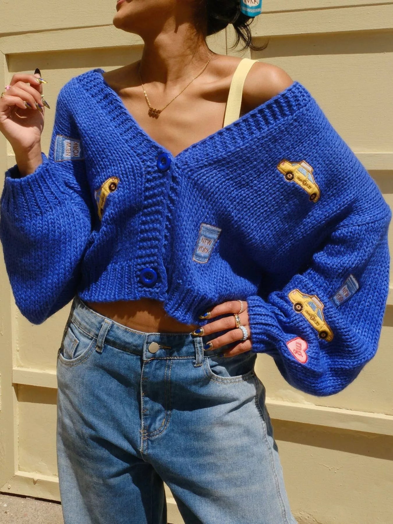 Embroidered Button Up Cardigan