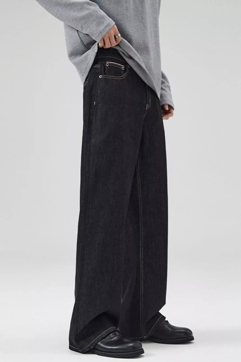 Men's Full Size Washed Wide Leg Jeans Plus Size