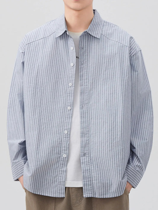 Men's Plus Size Casual Striped Long Sleeve Shirt