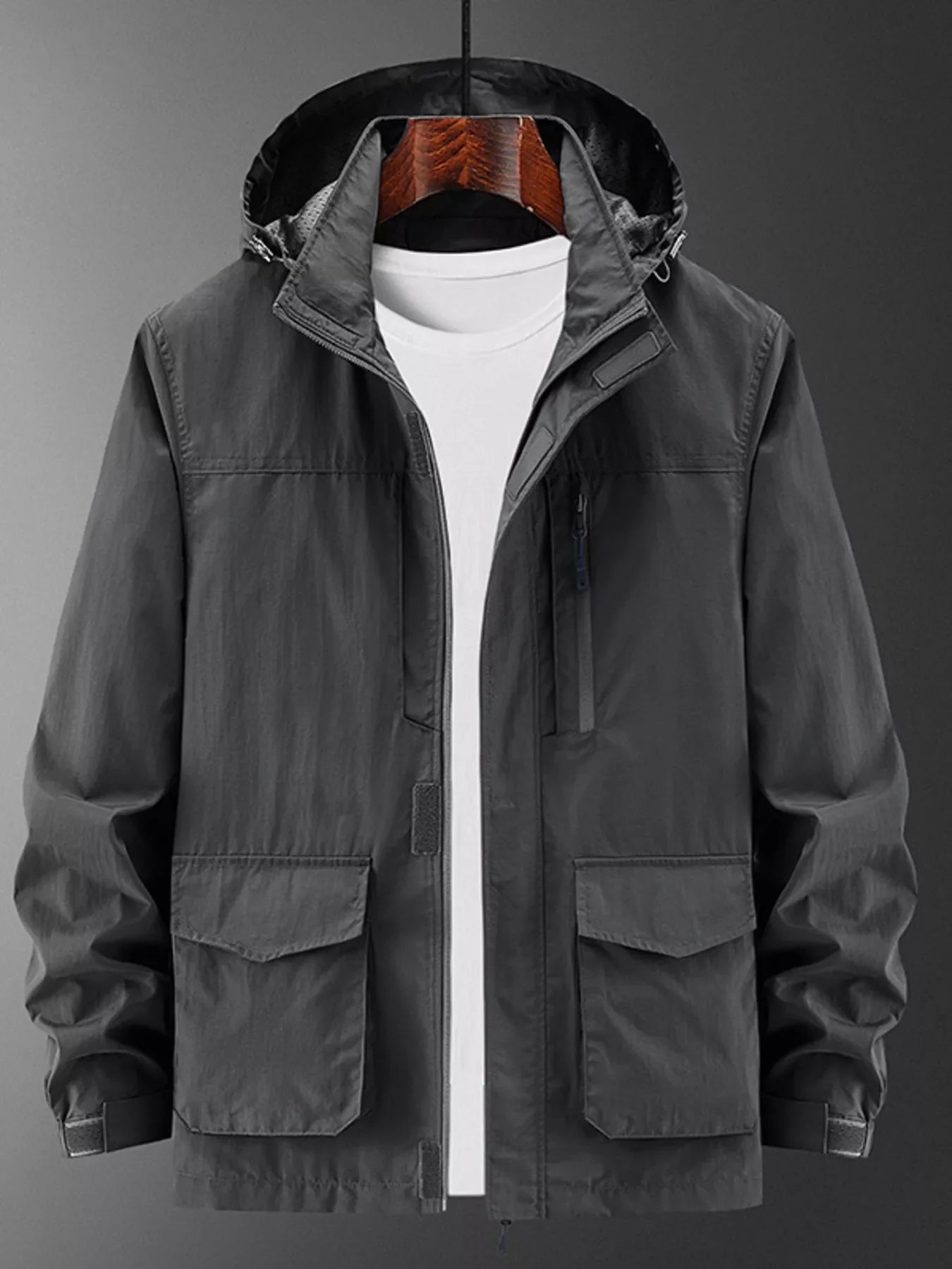 Men's Plus Size Lightweight Hooded Jacket