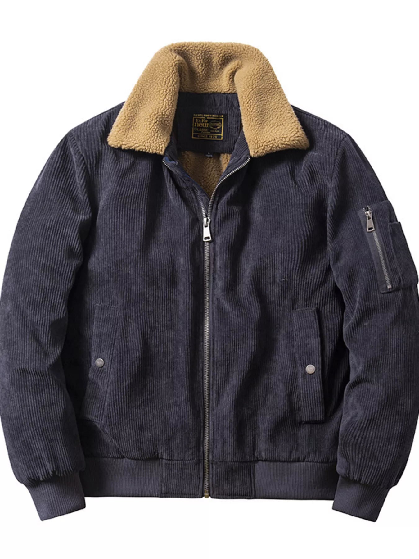 Men's Plus Size Corduroy Sherpa Collar Jacket