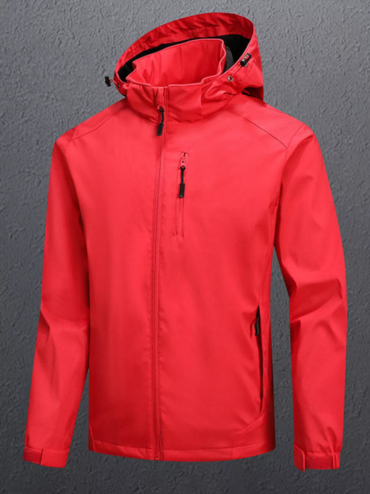 Men's Plus Size Zip Up Long Sleeve Hooded Jacket