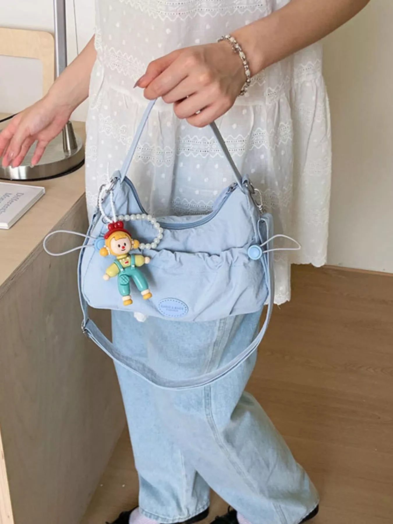 Drawstring Ruched Lightweight Crossbody Bag