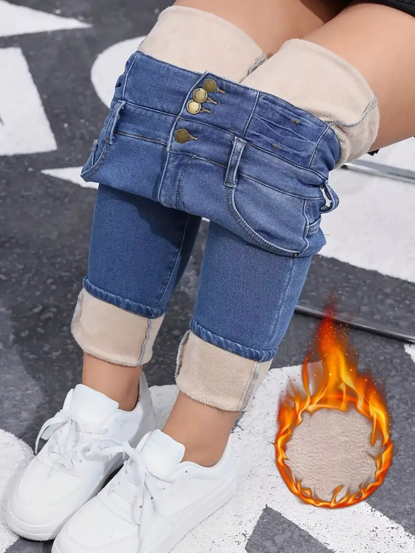 High Waist Button Fly Skinny Jeans