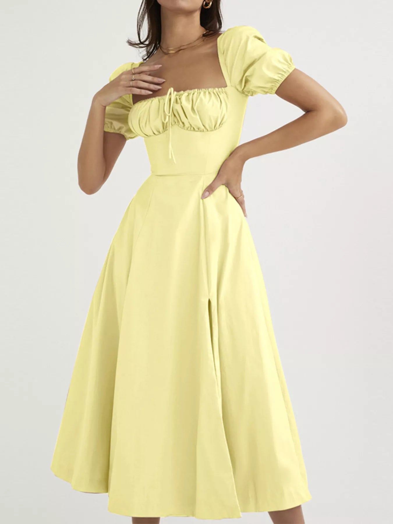 Full Size Slit Short Sleeve Midi Dress Plus Size