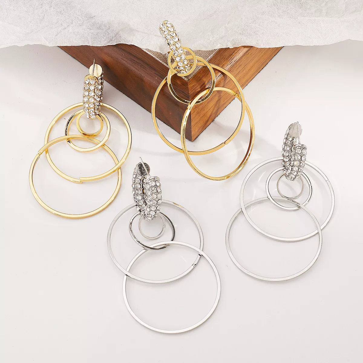 Rhinestone Hoop Dangle Earrings