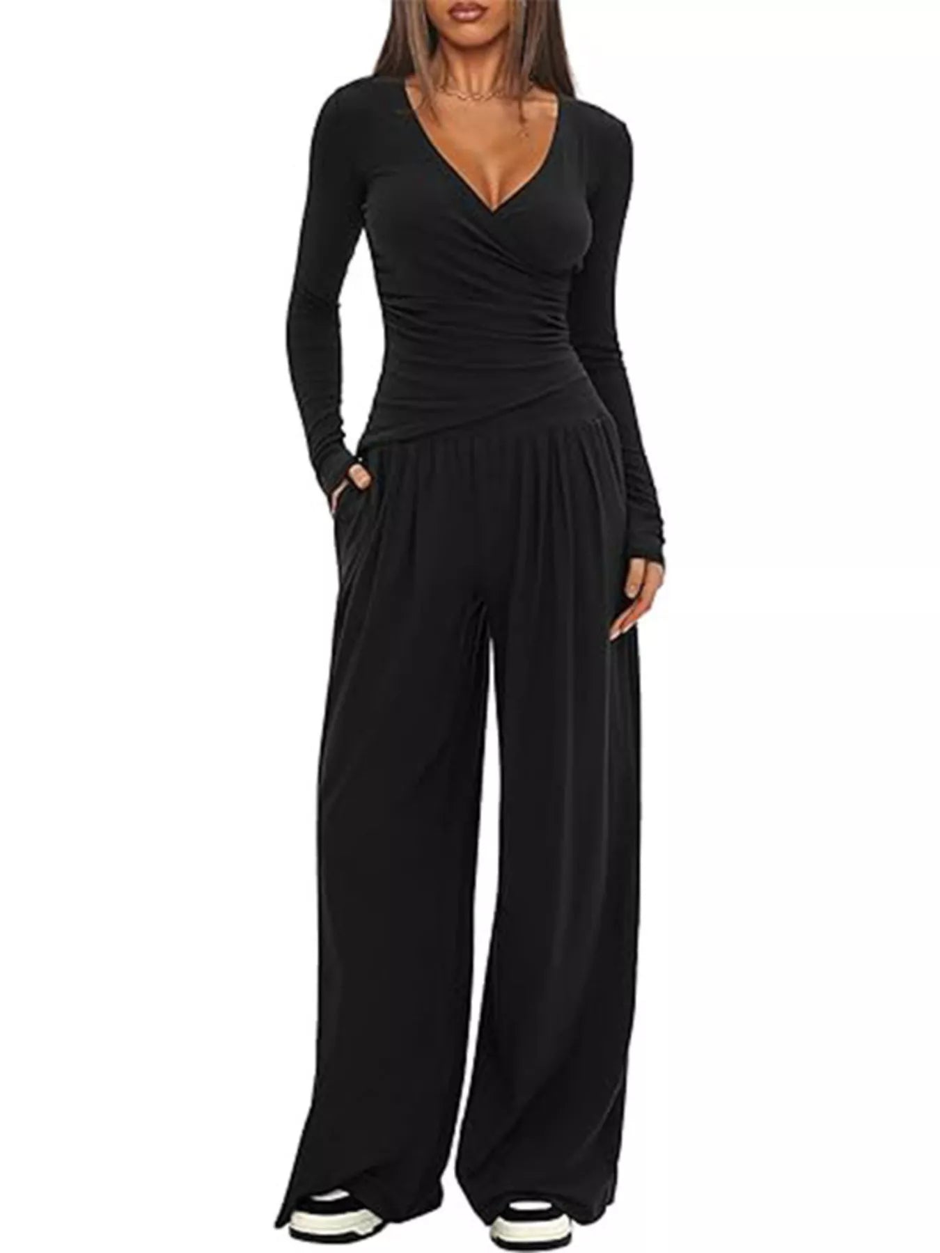 Casual Long Sleeve Top and Pants Two-Piece Set