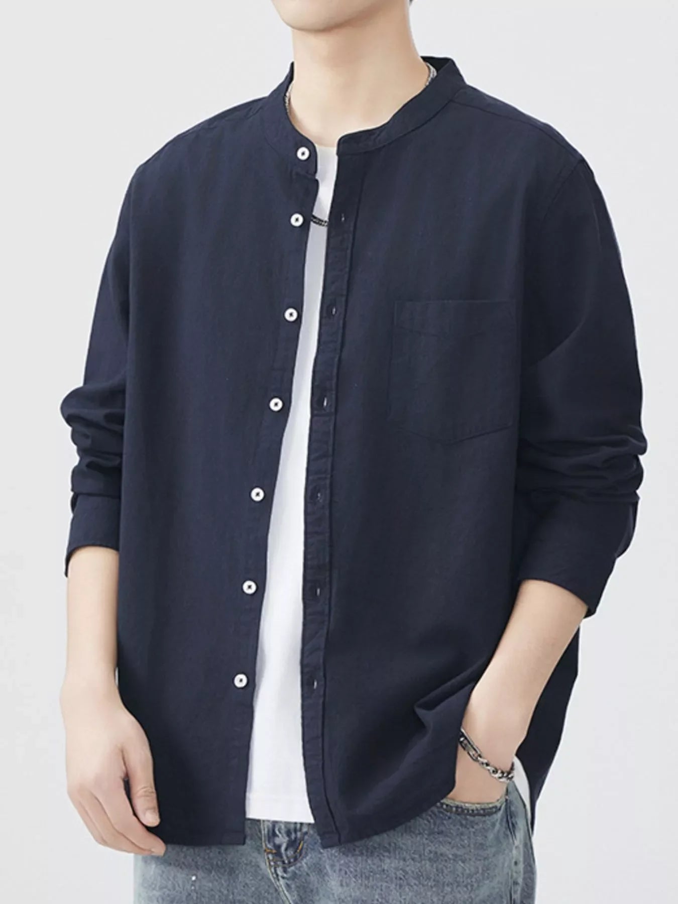 Men's Plus Size Casual Button Up Long Sleeve Shirt