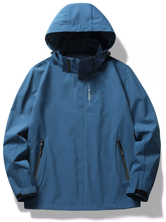 Men's Plus Size Hooded Waterproof Zip Up Jacket