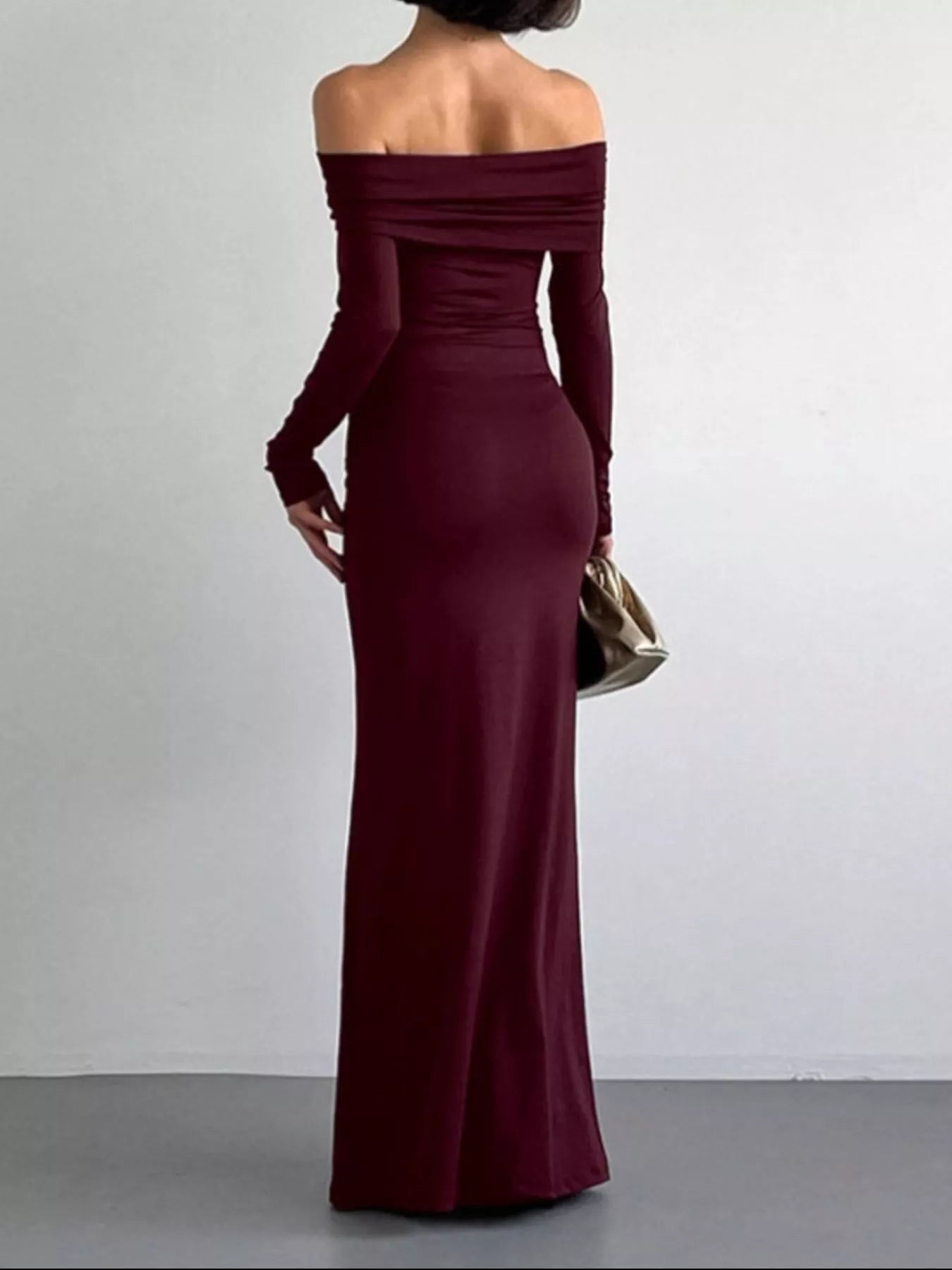 Off-Shoulder Long Sleeve Maxi Dress