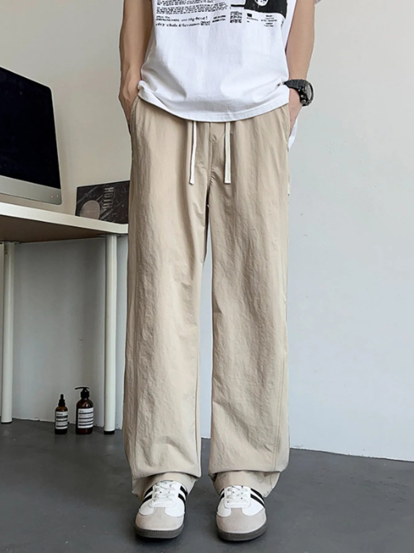 Men's Plus Size Casual Wide Leg Pants