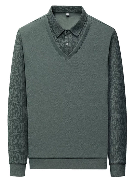Men's Plus Size Long Sleeve Polo Shirt