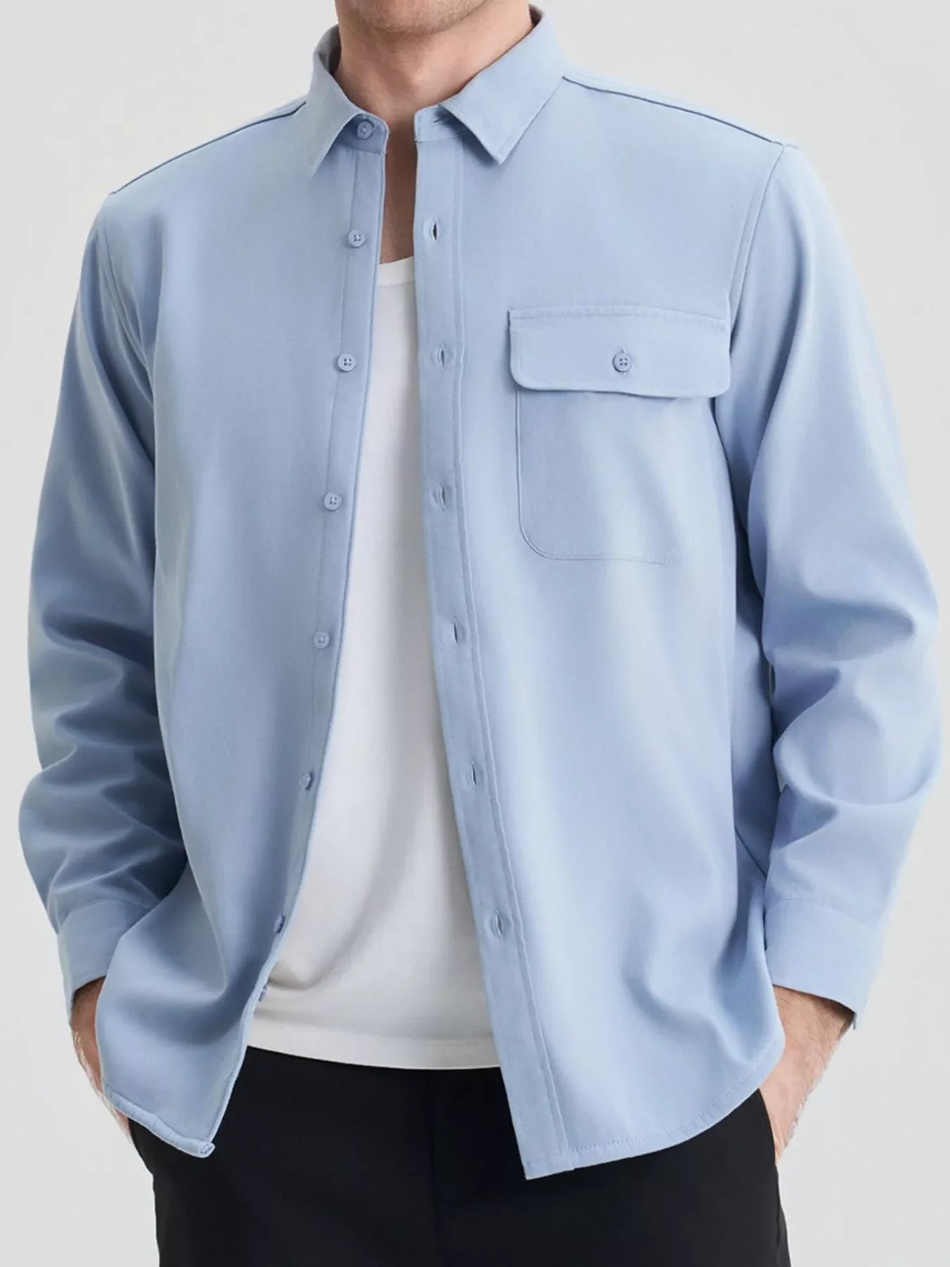 Men's Plus Size Button Up Long Sleeve Shirt