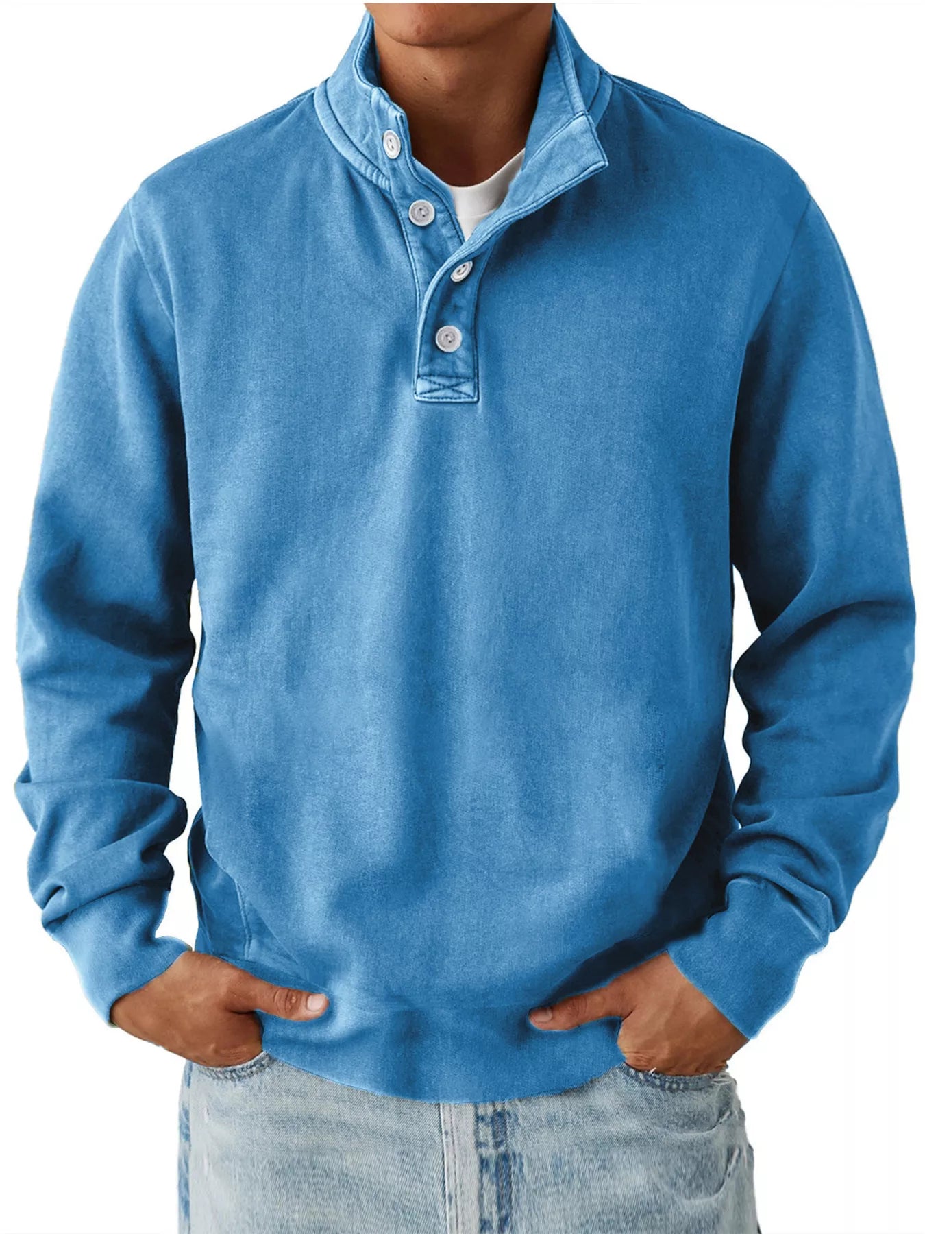 Men's Button Detail Long Sleeve Sweatshirt