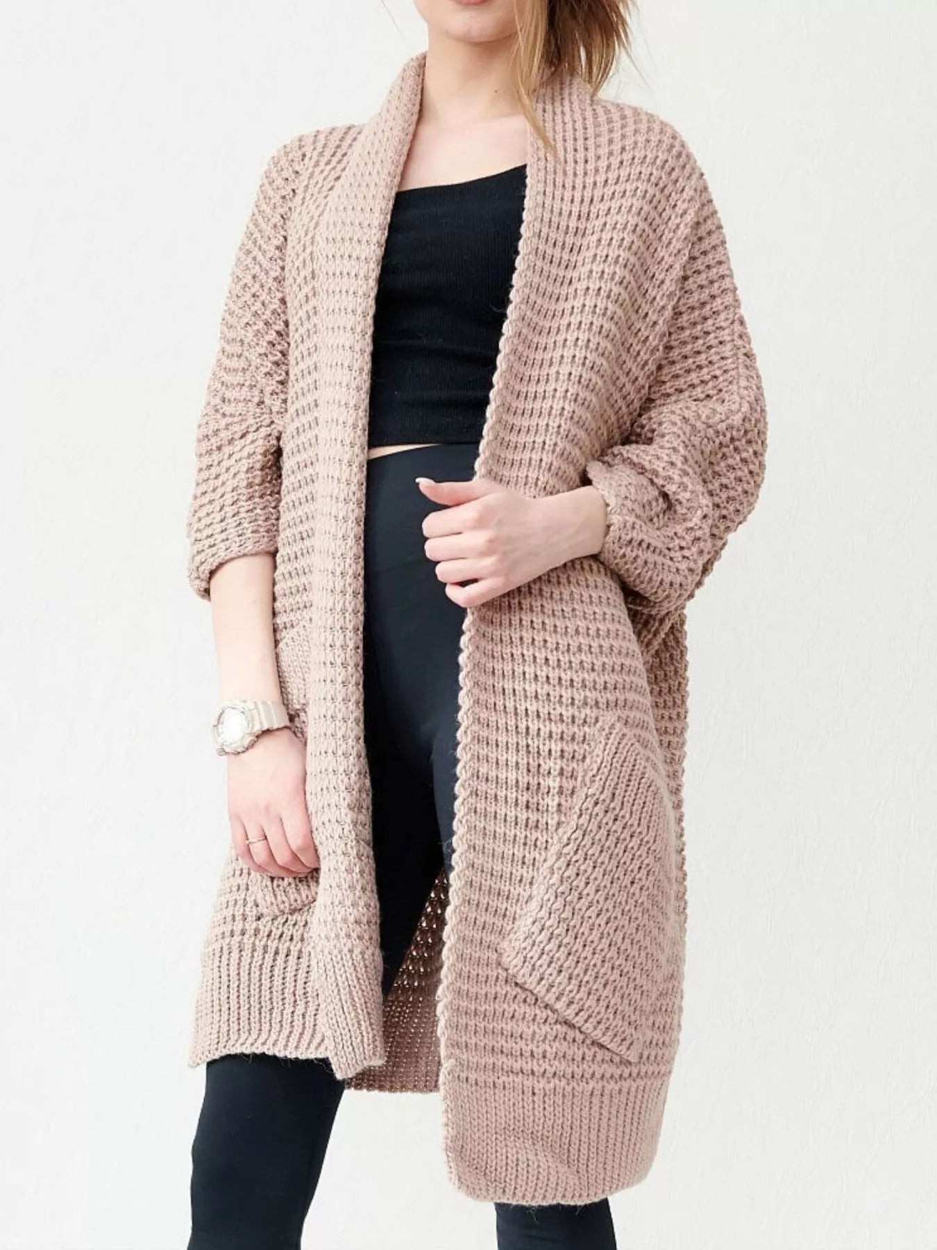 Full Size Chunky Knit Open Front Cardigan Plus Size