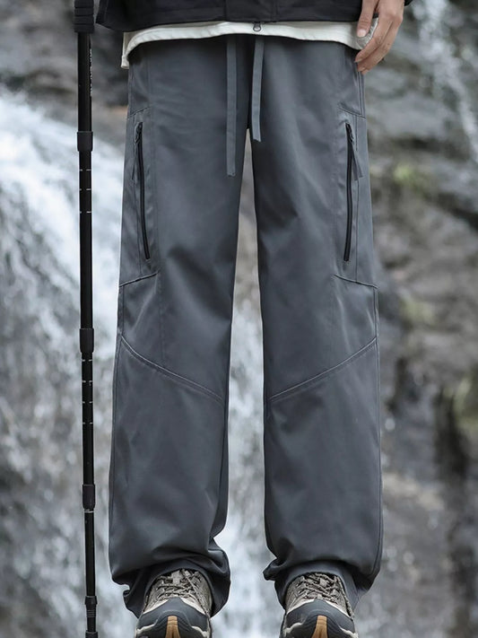 Men's Plus Size Relaxed Fit Cargo Pants with Zipper Pockets