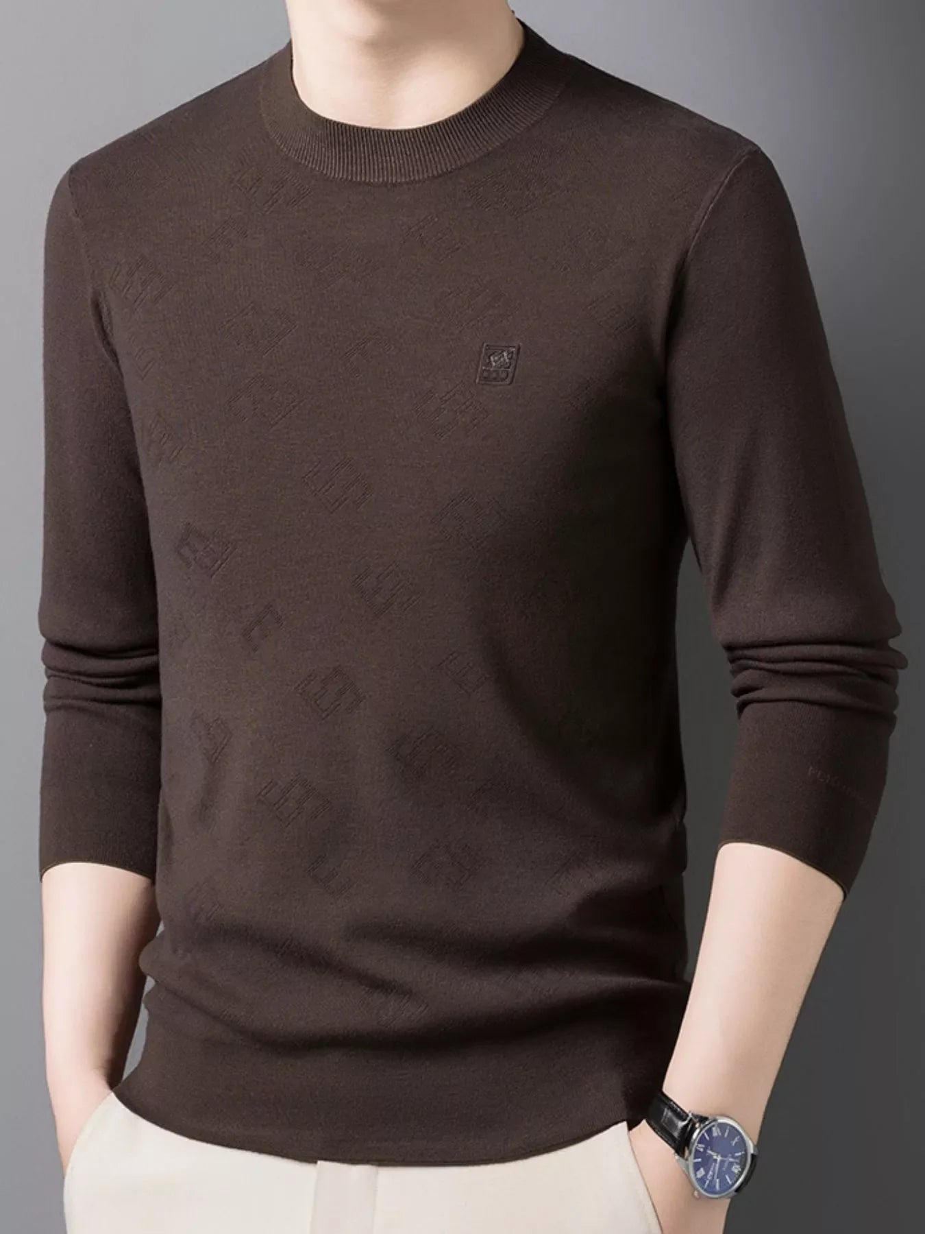 Men's Plus Size Round Neck Slim Fit Knit Top