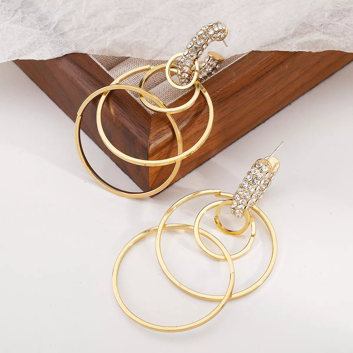 Rhinestone Hoop Dangle Earrings