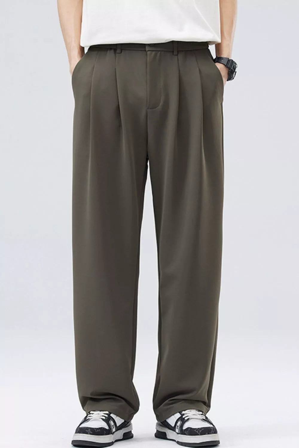Men's Full Size Loose Fit Casual Pleated Pants Plus Size