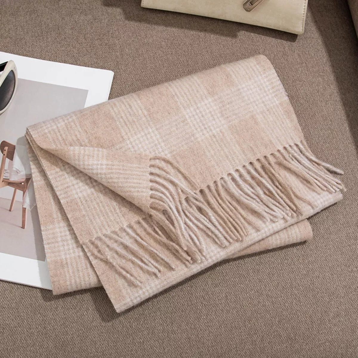 Plaid Fringe Scarf