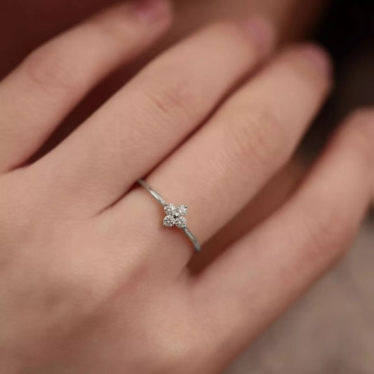 925 Sterling Silver Four-Leaf Clover Ring