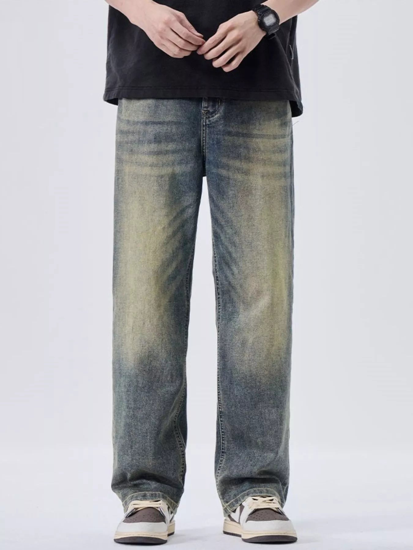 Men's Vintage Wash Wide Leg Jeans