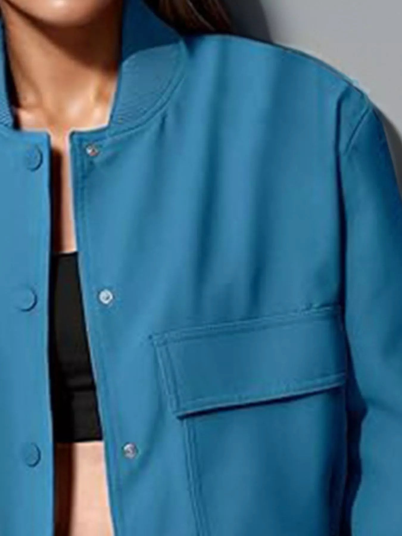 Full Size Snap Down Long Sleeve Jacket Plus Size