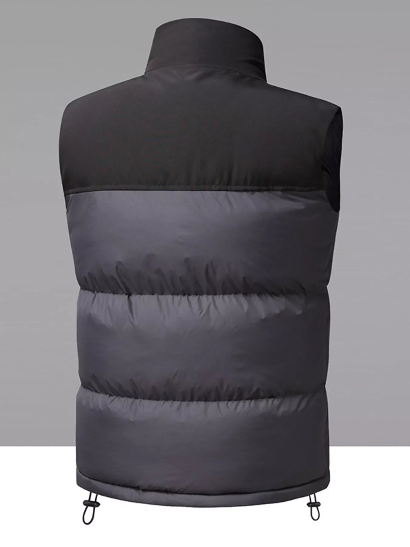 Men's Plus Size Sleeveless Stand Collar Vest with Drawstring Hem