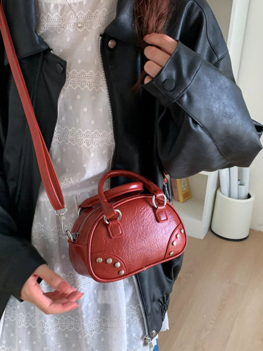 Retro Rivet Decor Crossbody Bag