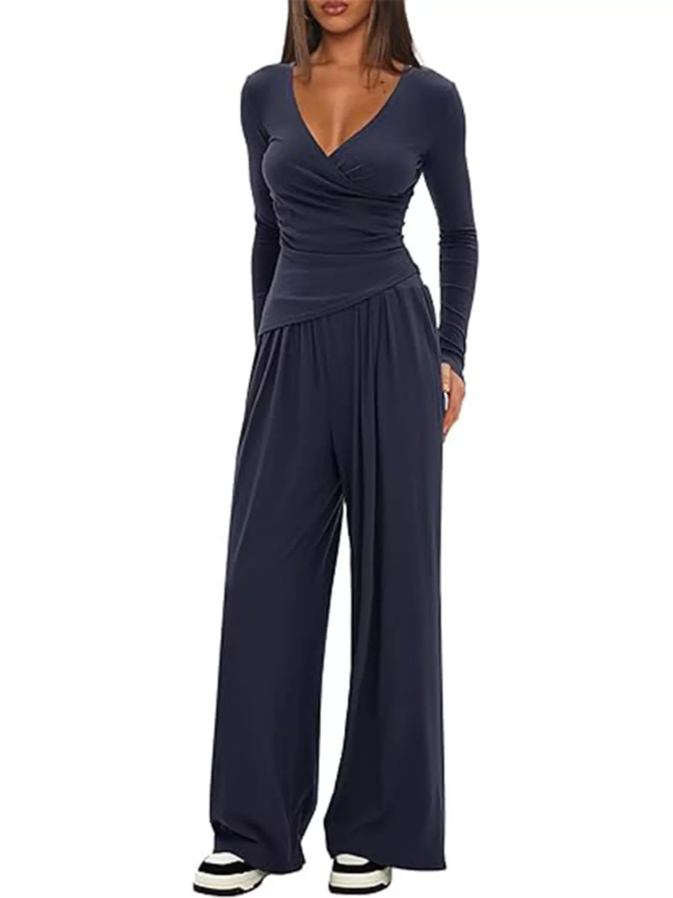 Casual Long Sleeve Top and Pants Two-Piece Set