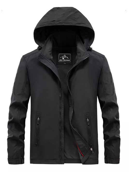 Men's Plus Size Outdoor Windproof Hooded Jacket