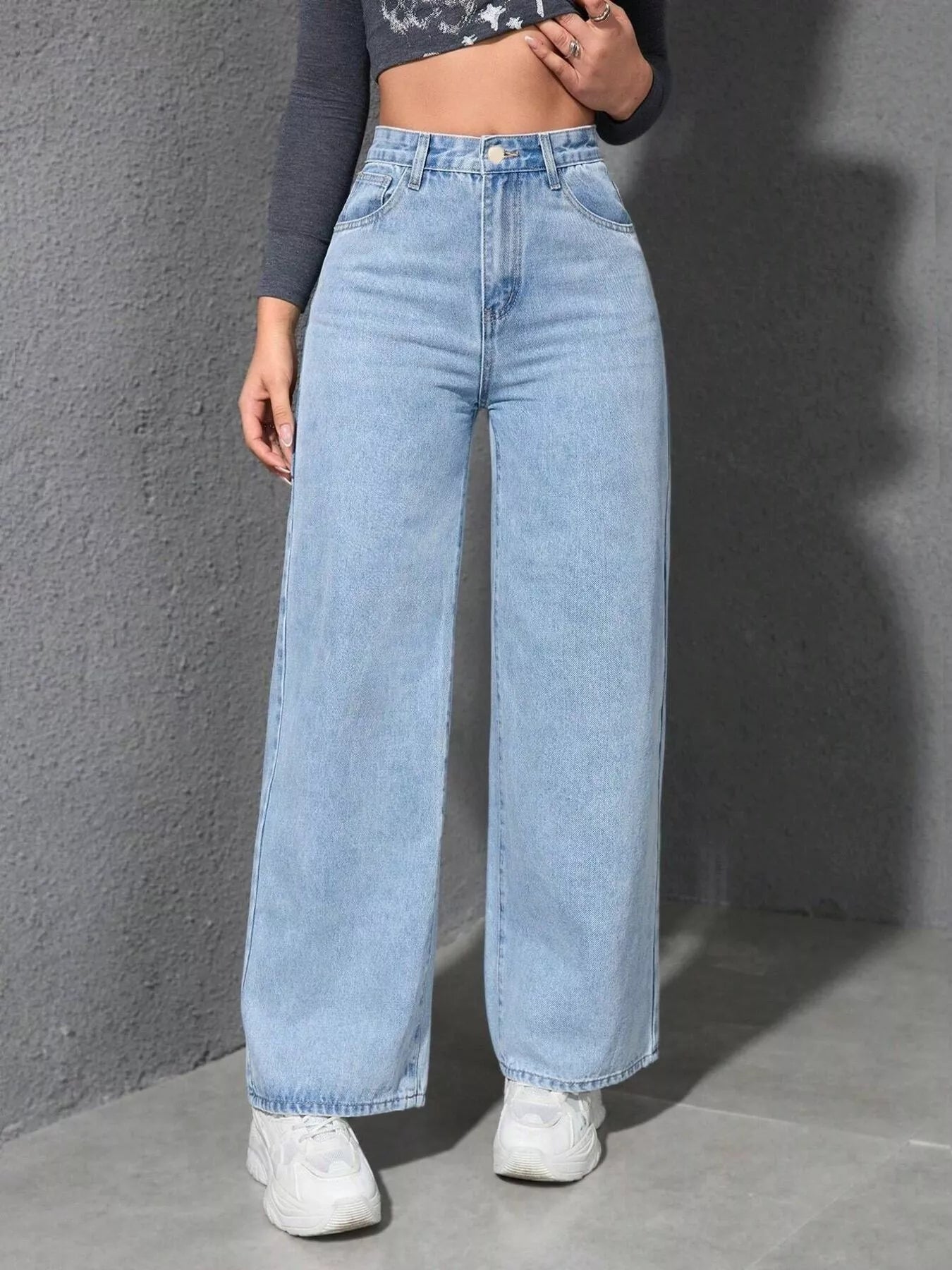 High-Waisted Wide Leg Jeans