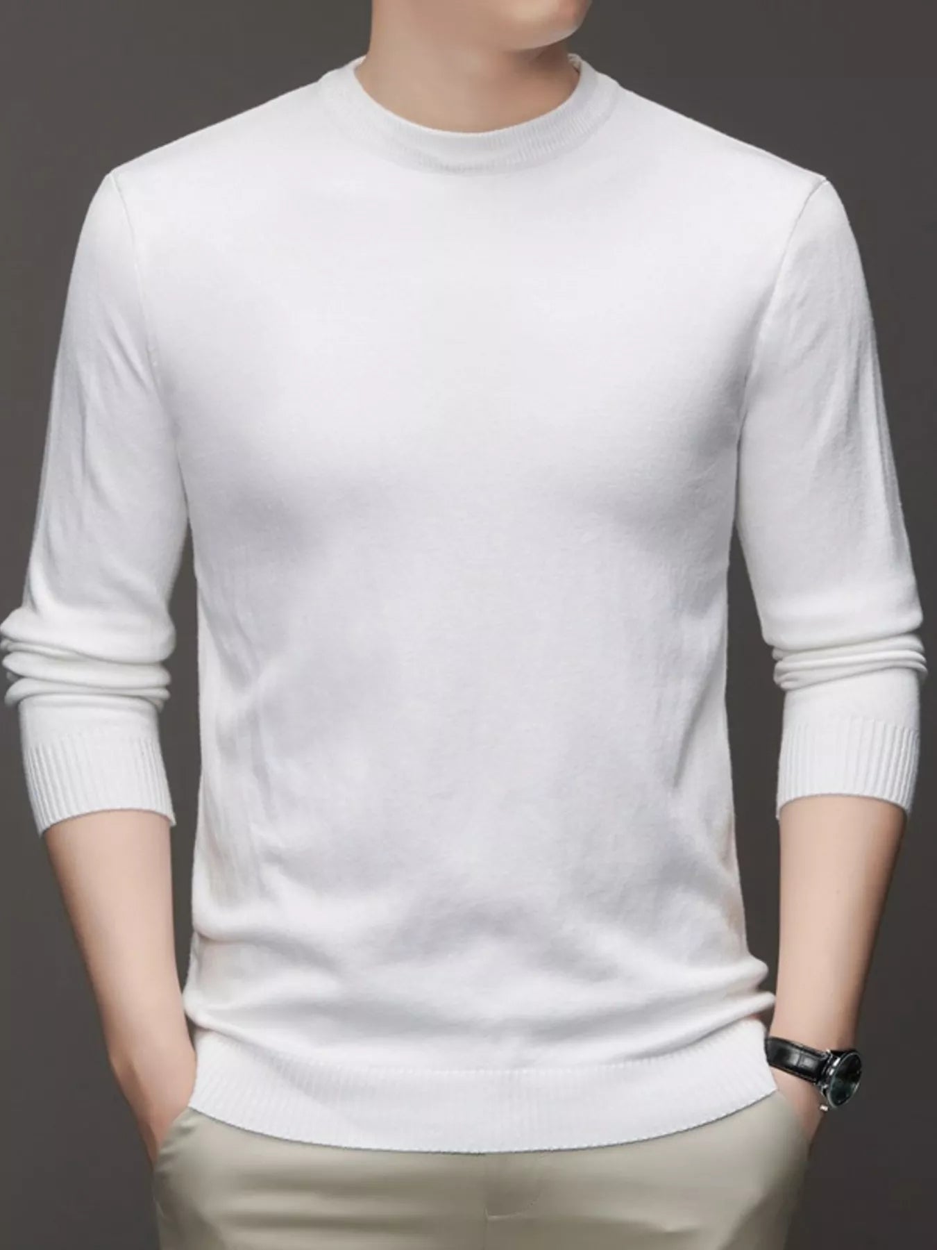 Men's Plus Size Lightweight Mock Neck Knit Top
