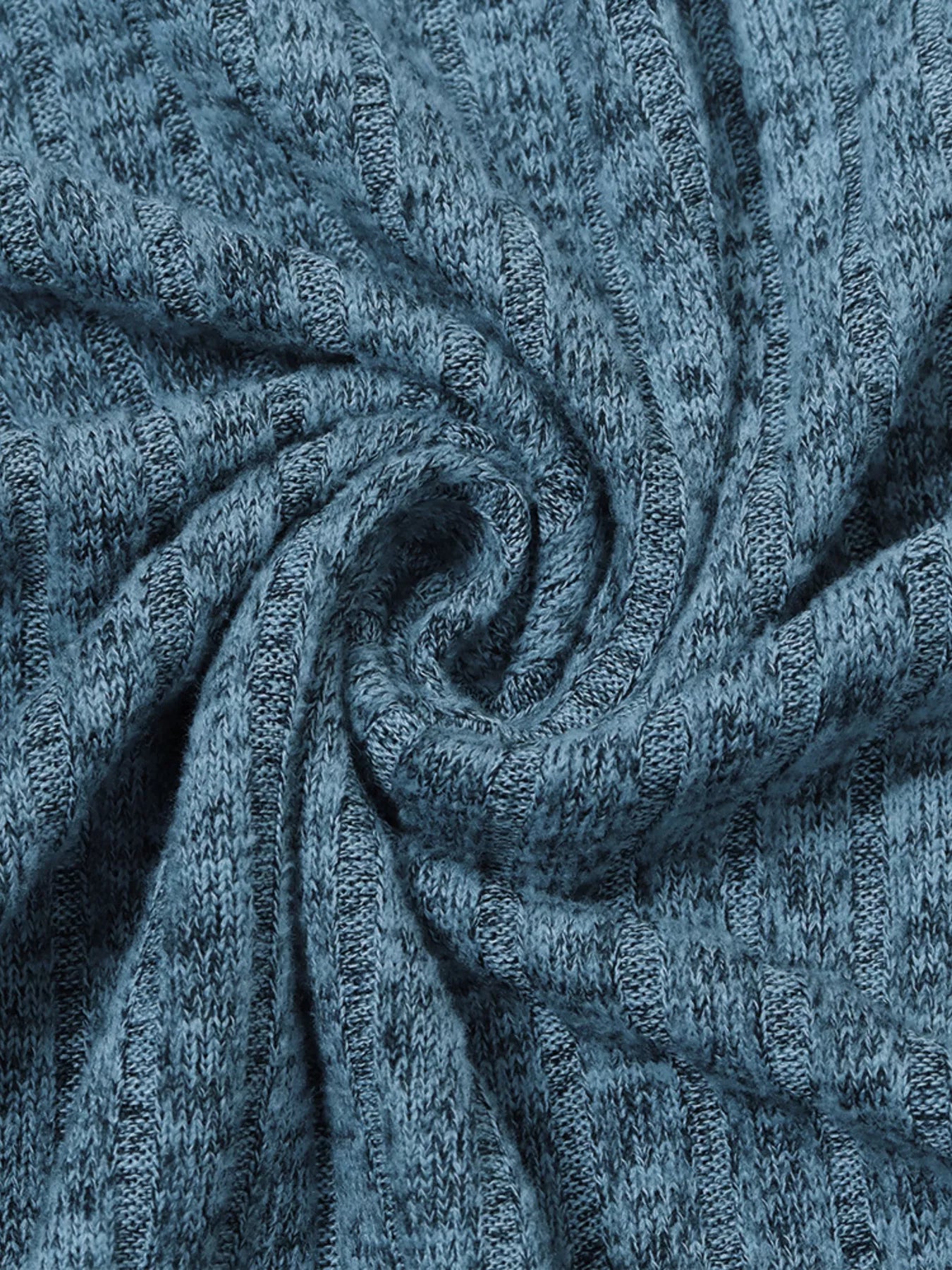 V-Neck Textured Knit Long Sleeve T-Shirt