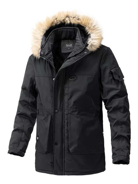Men's Plus Size Fur Hooded Winter Parka Coat