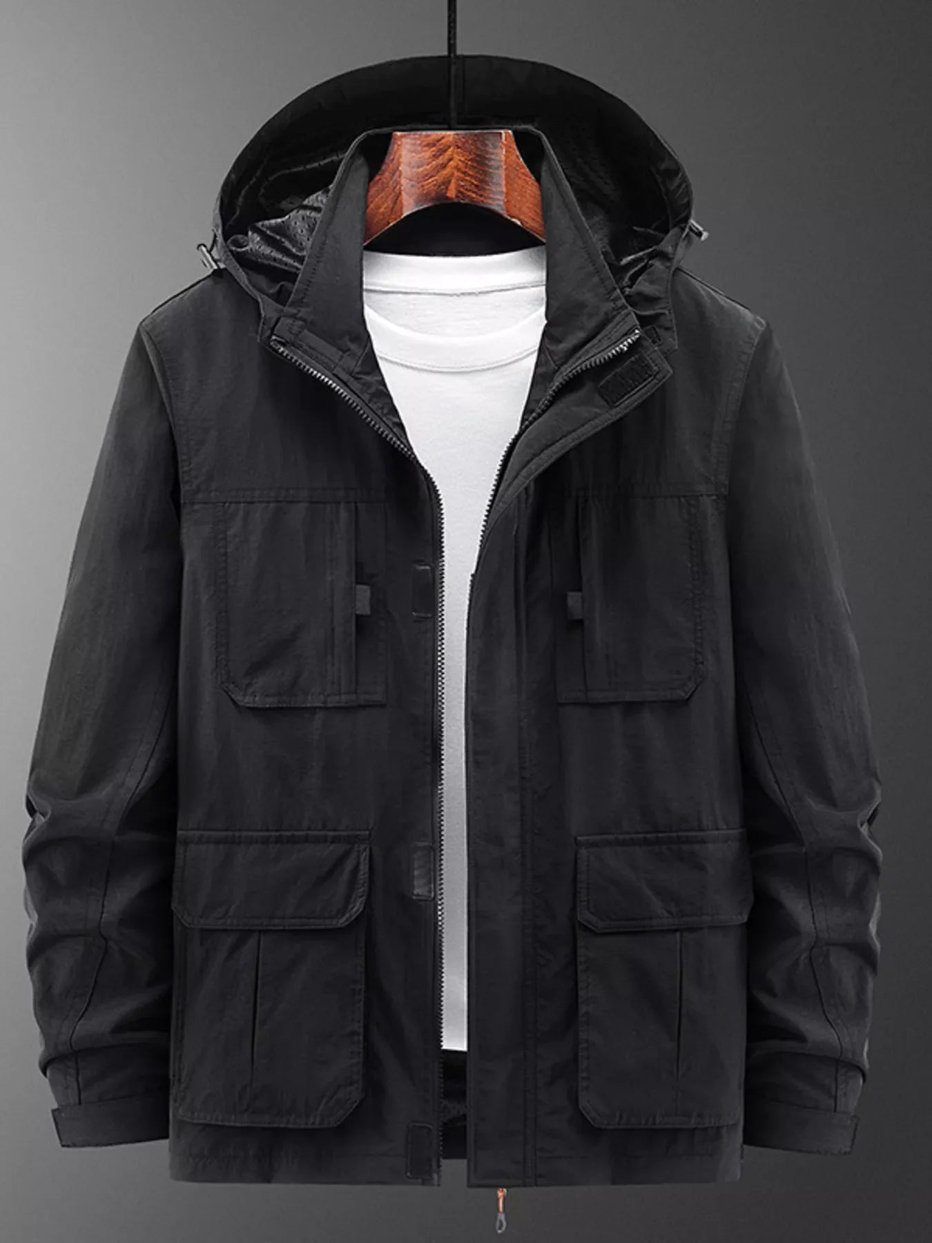 Men's Plus Size Casual Lightweight Hooded Jacket