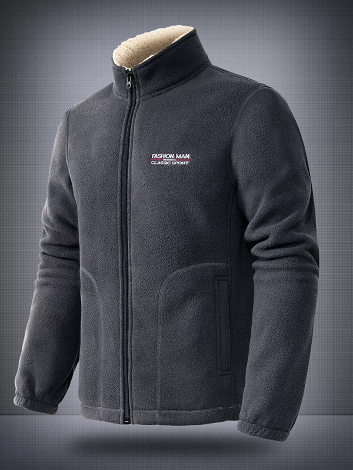 Men's Plus Size Warm Fleece Jacket with Zipper