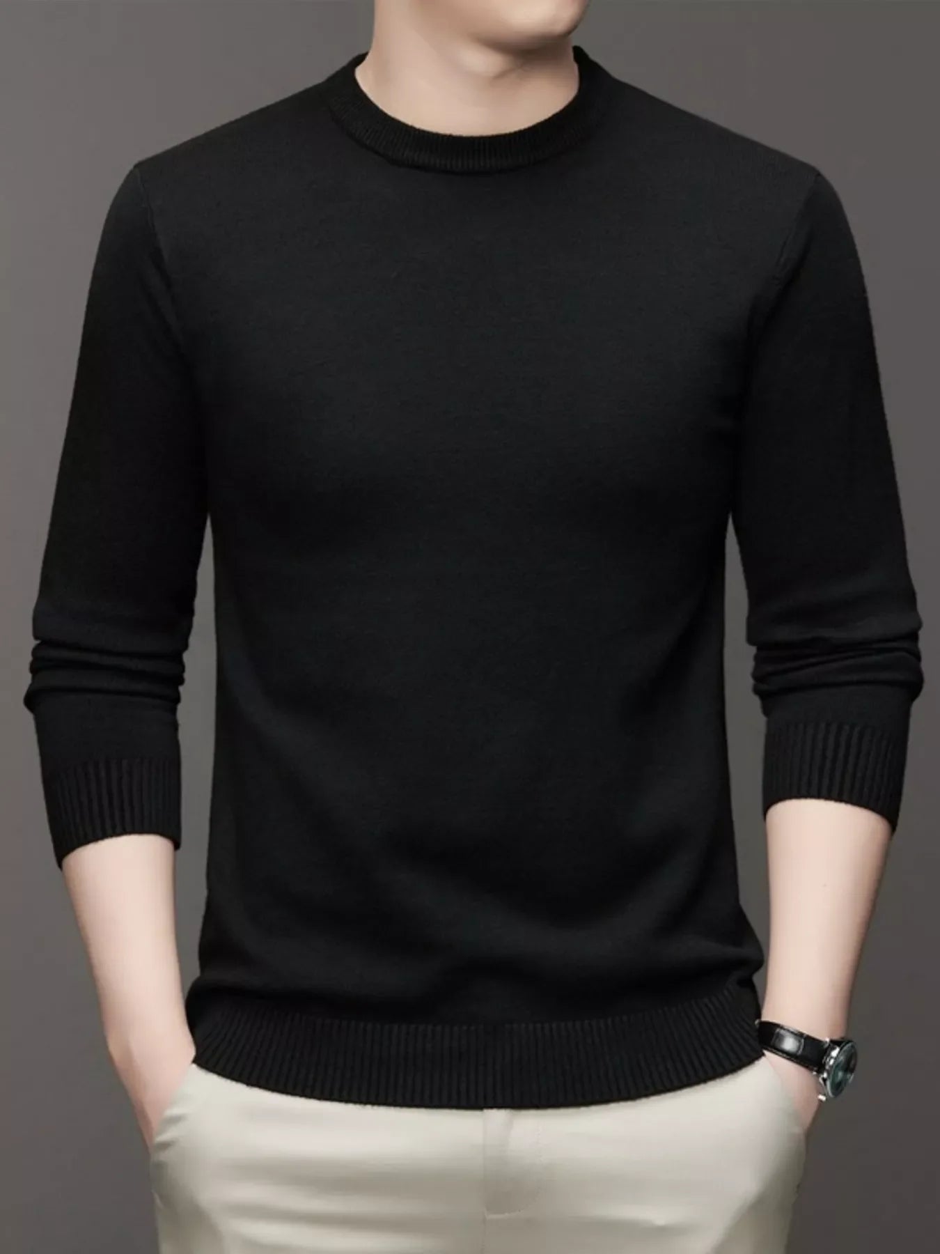 Men's Plus Size Lightweight Mock Neck Knit Top