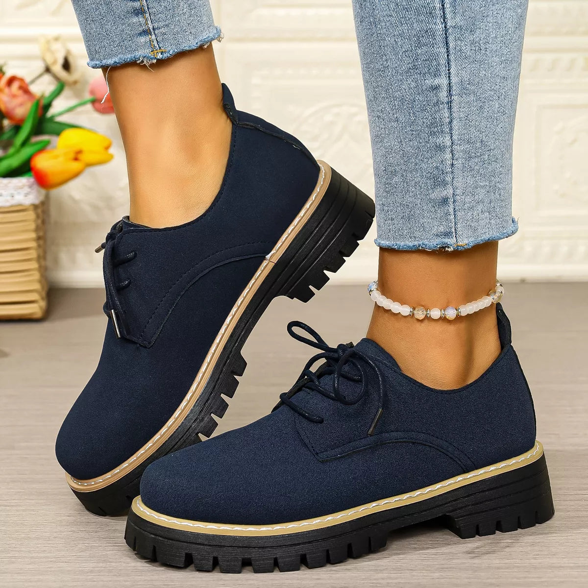 Lace-Up Platform Loafers
